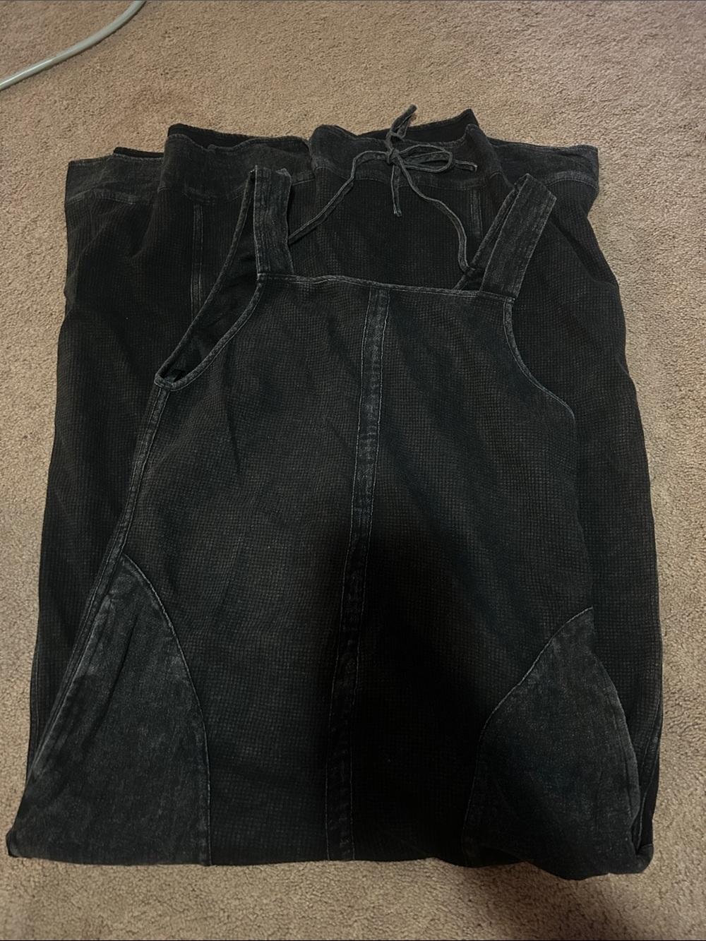 Black Corduroy Overall Dress